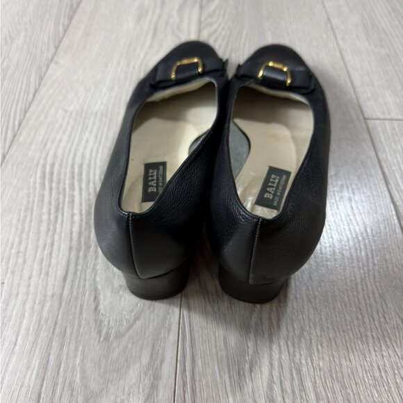 Bally Vintage Black Leather Kitten Heels - Picture 3 of 12